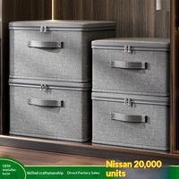 Boîte de rangement pliable avec serrure, tissu cationique, organisateur de garde-robe, grand bac de rangement pour vêtements, 50-60L, imperméable pour la maison