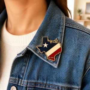 Vendita calda nuove spille con bandiera in metallo in morbido smalto distintivo in metallo con bandiera in stile TEXAS a forma di risvolto a stella con spilla a forma di stella TEXAS forte - Product Image 2