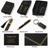 Coffret Cadeau d'Affaires de Luxe Exécutif Personnalisé avec Logo : Stylo Métallique, Marque-page et Porte-clés – Kit 3-en-1 pour Remerciement Client et Cadeaux d'Entreprise