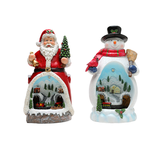 Factory Wholesale <b>Christmas</b> LED Lights Multifunctional Music <b>Box</b> Resin Rotating Decorations <b>Christmas</b> Ornaments - Product Image 1