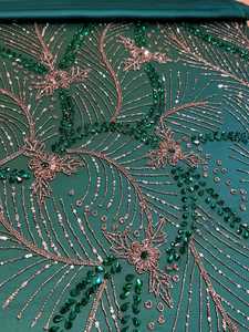 Elegant Crystal Beaded <b>Fabric</b> with Floral Embroidery Luxury Lace Textile for Bridal Dress Evening Gown High End Couture Apparel - Product Image 2