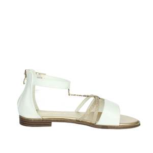 Sandali Patrizia Pepe da ragazza, bianchi e oro, con cinturino alla caviglia, scarpe estive piatte. - Product Image 4