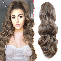 16 pouces Body Wave Ponytails Blonde Synthétique Postiche Lâche Grande Vague D'eau Cordon Queue De Cheval En Gros Extension De Cheveux