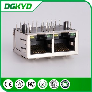 หัวต่ออีเธอร์เน็ต <span class=keywords><strong>1</strong></span>*<span class=keywords><strong>2</strong></span> พอร์ต  หน้าสัมผัสโลหะผสมทองแดง  หัวต่อเครือข่าย Cat6 1X2  หัวต่อ RJ45 แบบโลหะป้องกันสองชั้น - Product Image 2