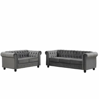 Sofás Modernos Populares en Europa, Muebles Reclinables de 3 Plazas + Sofá de Dos Plazas, Estilo Americano, Juego de Sofás de Terciopelo Gris para Sala de Estar