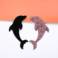 Nouveau produit : Patch à coudre en tissu avec strass et perles, motif dauphin 3D, pour la décoration de talons hauts, jeans, poches et chapeaux
