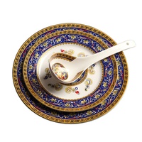 Jingdezhen ensemble de vaisselle européenne jetable scénique plat émail en céramique pour le ménage et le mariage Logo personnalisé en gros