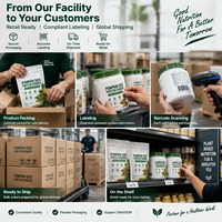 Poudre de protéines de graines de citrouille Protéine végétale végétalienne Emballage prêt à la vente Sachet Pot Boîte pour Propriétaire de Marque Distributeur Sans OGM