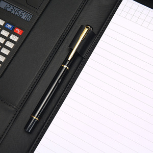Office Document Organizer With Business Card Holders Blue A4 PU Leather Resume Portfolio <strong>Folder</strong> Custom Embossed Logo <strong>File</strong> Bag - Product Image 2
