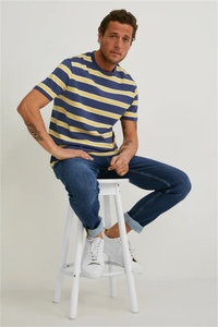 Chất Lượng Cao Thời Trang Giản Dị Nhiều Màu Sắc Hải Quân Và Sọc Vàng Cotton Spandex Chất Liệu Tiêu Chuẩn Kích Thước Người Đàn Ông Áo Thun <span class=keywords><strong>Tee</strong></span> - Product Image 3