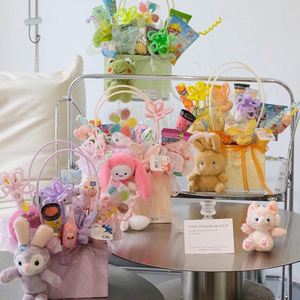 Sac à fleurs de luxe couleur macaron, sac en papier gaufré losanges, sac à fleurs portable pour boutique de fleurs - Product Image 6
