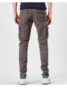 Vaqueros de mezclilla negros de estilo urbano de alta calidad para hombre, corte ajustado, acampanados, lavados, lavables - Product Image 4