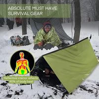 Tente thermique en mylar imperméable pour 2 personnes, abri de survie d'urgence, tente tubulaire