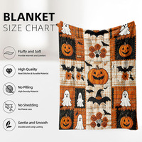 Couverture douce à carreaux patchwork Halloween Citrouille Fantôme Chauve-souris pour lit, canapé, voyage, camping