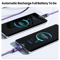 Cable de Carga Rápida Toocki de 100W con Corte Automático, Función 2 en 1, Organizador con Correa de Velcro para Sofá