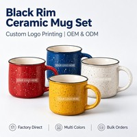 Mug à café en céramique grès style émail moucheté 12oz 350ml certifié CE, compatible micro-ondes et lave-vaisselle, vente en gros, logo personnalisé