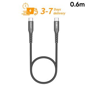 Cable USB C trenzado de nailon SUNGUY listo para enviar, 60W, 0.6m, cable de datos de carga rápida, cable USB personalizado, cables USB tipo C - Product Image 1