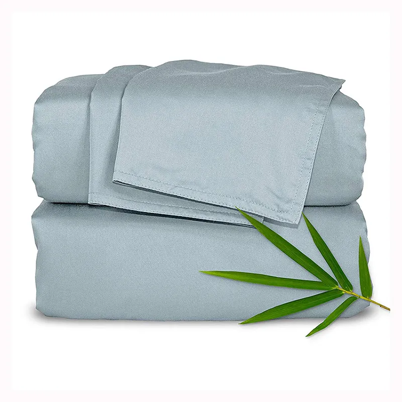 Soft Hypoallergenic Bedding 100% Organic Bamboo Fiber Bed Sheet Set With Deep Pocket 