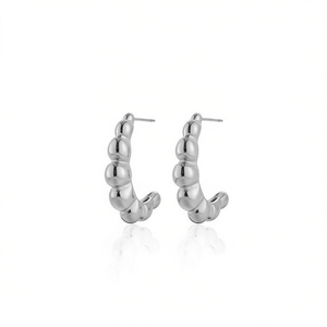 Amy Amy <b>Huggie</b> Earrings <b>Silver</b> Plated Alloy Women's Trendy Jewelry Gift PE0304 - Product Image 3
