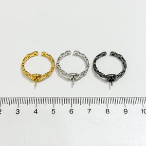 Anneau en argent S925, accessoire de fabrication de bijoux en perles, support pour perles de 6 à 8 mm, édition feuille vide, anneau 1941 - Product Image 4