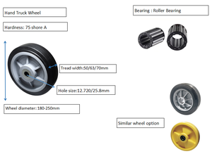 Roue en caoutchouc plastique thermique de 12 pouces 12x3 caoutchouc noir <span class=keywords><strong>3</strong></span>/4 roulement à rouleaux droits bande de roulement noire plate - Product Image 4