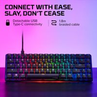 Keyboard Gaming Mekanik HyperX Alloy Origins 65 Kompak dengan Faktor Bentuk 65% Keyboard Rusia Plus Keyboard Alfabet Rusia