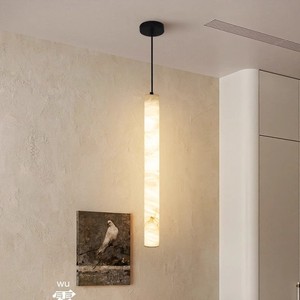 โคมไฟห้อยเพดานหินอ่อนทรงยาวแบบมินิมอล ไฟ LED หัวเดียว สำหรับห้องนั่งเล่น ห้องรับประทานอาหาร โรงแรม ห้องนอน - Product Image 4