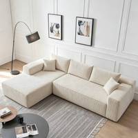Einfaches Rahmenloses Modernes Modulares Sofa mit Liegefunktion Stoffbezogenes L-förmiges Schwammsofa Vakuumkomprimiert für den Heimgebrauch