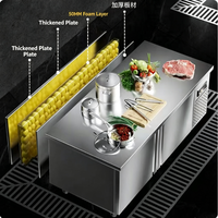 Réfrigérateur sous comptoir 8 bacs en acier inoxydable, double porte, dégivrage automatique, efficacité énergétique A++, usage intensif pour traiteur