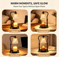 Lampe chauffe-bougie pour bougies en pot, réglable en hauteur et à intensité variable avec minuterie 2/4/8H, chauffe-cire halogène 2*50W