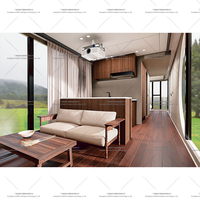 Capsule de maisonnette éco-responsable de luxe, structure en acier minimaliste, design personnalisé