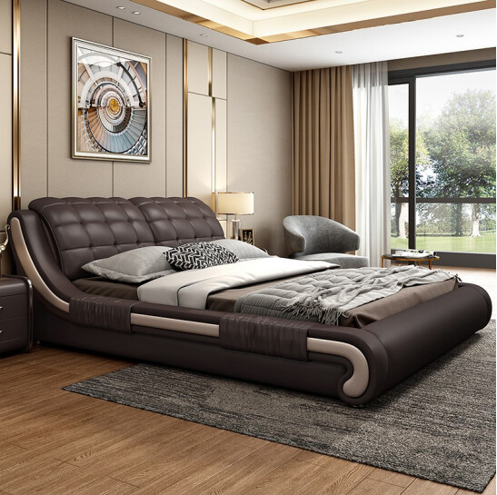 Leather bed double bed 1.5/1.8 meters Nordic modern wedding bed master bedroom furniture
