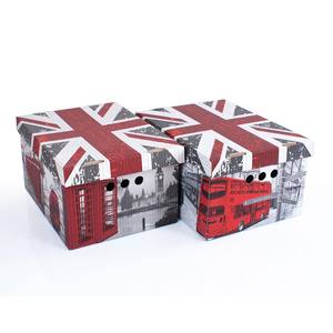 SET DI 2 SCATOLE DECORATIVE LONDINESI IN CARTONE ONDULATO 33X25X18CM - Product Image 1