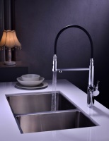 Robinet de cuisine extractible Pure Water, corps en laiton massif, plusieurs couleurs (chromé/noir/gunmetal), avec tuyaux d'installation complets