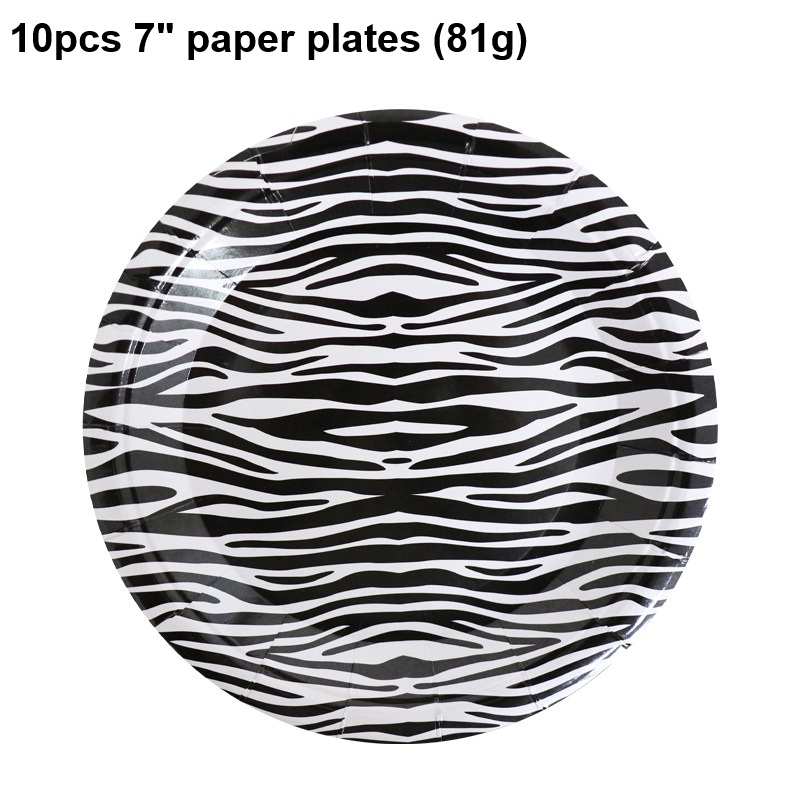 Black white-10pcs 7inch paper plates