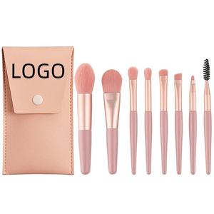 Kit de pinceaux de maquillage portables en fourrure douce, mini pinceaux de maquillage 8 pièces, pinceau d'ombre à paupières essentiel de voyage avec sac en PU, vente en gros - Product Image 1