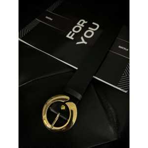 Cinturón para mujer Fiori con hebilla redonda de aleación dorada, cinturón de cuero PU de estilo informal para uso diario - Product Image 3