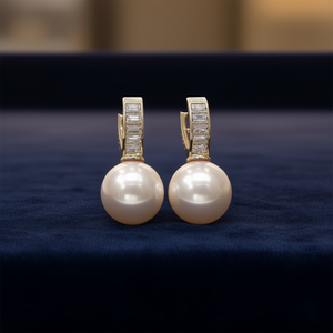 Pendientes de perlas Akoya chapados en oro de 18 quilates, perlas cultivadas AAA, redondas, blancas, con clip, joyería clásica de boda para mujer - Product Image 2