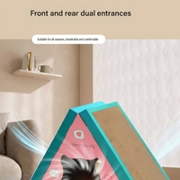 Maison à gratter triangulaire pour chat, en carton, avec pente verticale, grotte fermée pour chaton, durable, protection de meubles
