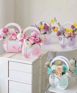Cestas <span class=keywords><strong>de</strong></span> <span class=keywords><strong>regalo</strong></span> <span class=keywords><strong>de</strong></span> papel con asa Embalaje <span class=keywords><strong>de</strong></span> flores Cajas vacías Embalaje floral Bolsas <span class=keywords><strong>de</strong></span> regalos para cumpleaños Boda Novia Ducha - Product Image 5