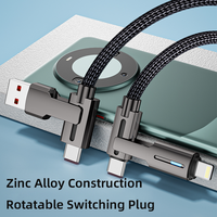 Cable DE DATOS USB C de 60W y 5 pies, cargador de carga rápida 4 en 1 para teléfono móvil, compañero de viaje todo en uno