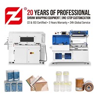 Machine d'emballage sous film rétractable ZF-A5645+S450, machine d'emballage sous film rétractable automatique pour l'emballage de boîtes industrielles