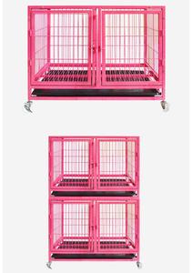 Büyük özel ağır evcil hayvan kafesi taşıyıcılar ev kedi kafesi ile tekerlek <span class=keywords><strong>Pet</strong></span> demir kafes plastik tepsi ile - Product Image 6