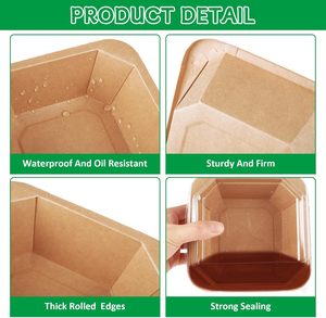 Restaurant Packaging Pasta Takeaway Box Disposable Fast Food <b>Container</b> Kraft Square Octagonal Paper Plates & Bowls with Lid - Product Image 3