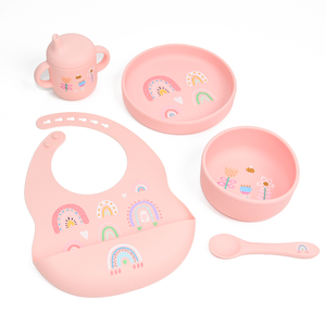 Vajilla Personalizada con Estampado, Set de Alimentación de Silicona para Bebés, Libre de BPA, Set de Cuchara de Silicona, Babero, Pajita y Vaso Antiderrames - Product Image 5