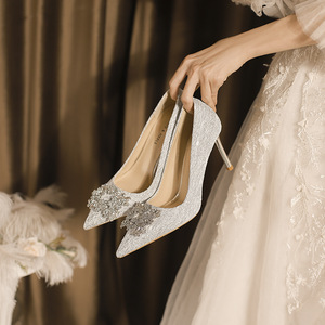 Zapatos de Verano Formales de Mujer con Cordones Antideslizantes, Tacón Fino, Punta Abierta, Diseño Floral, Tela Elástica, Zapatos de Moda Sexys para Banquete - Product Image 2