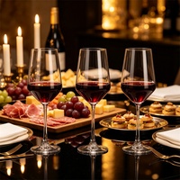 Set Gelas Anggur Merah Klasik Bebas Timbal Kapasitas Besar Tangkai Panjang, Gelas Kristal untuk Minum Anggur, Peralatan Minum untuk Rumah, Bar, Restoran