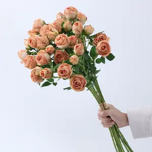 SN-RS32 Hot sale little rose bush Bouquets rose flowers for wedding decor Household 7Head Single Stem Rose Silk Flower