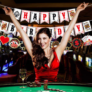 Nouveau papier jeu <span class=keywords><strong>Casino</strong></span> thème fête d'anniversaire décoration ensemble bannière tirer drapeaux Photo accessoires gâteau Topper lunettes - Product Image 3