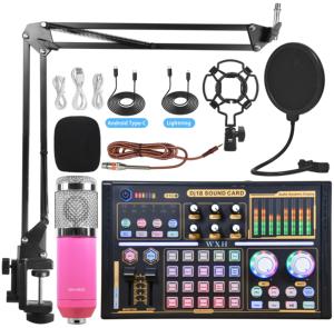 BM 800 Professional DJ18 Juego de tarjeta de sonido inalámbrica con pantalla LED Micrófono de condensador de estudio portátil Karaoke Podcast Grabación - Product Image 5